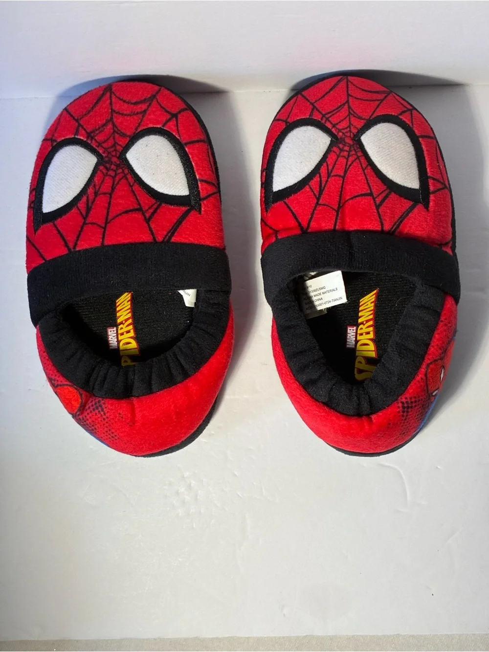 Marvel Spider-Man Plush Slippers Toddler Kids Size 9/10 Red Black Soft House Sho
